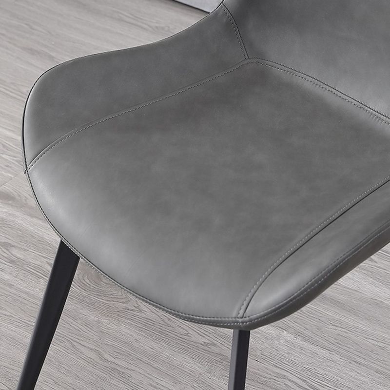 Metal Modern Dining Room Chair Metallic Finish Solid Back Dining Chair