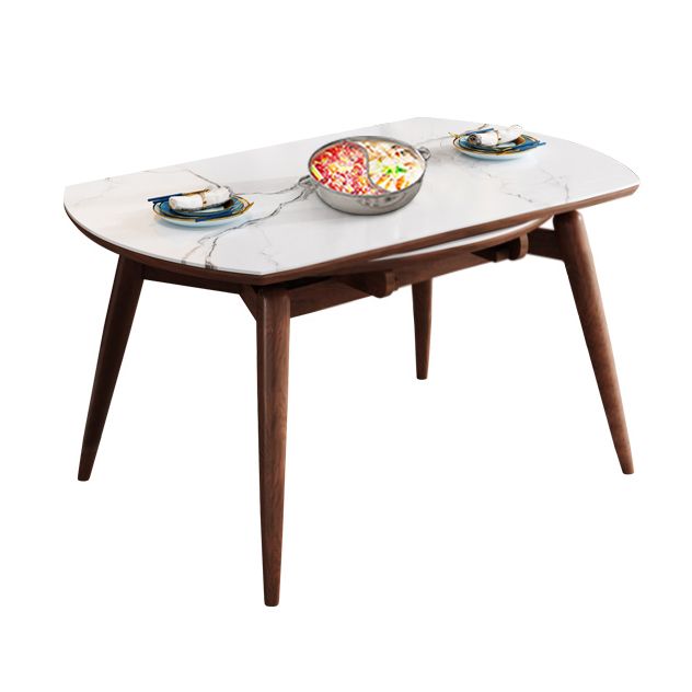 Table à manger ronde extensible table de pierre fritrée réglable moderne avec en bois 4 jambes