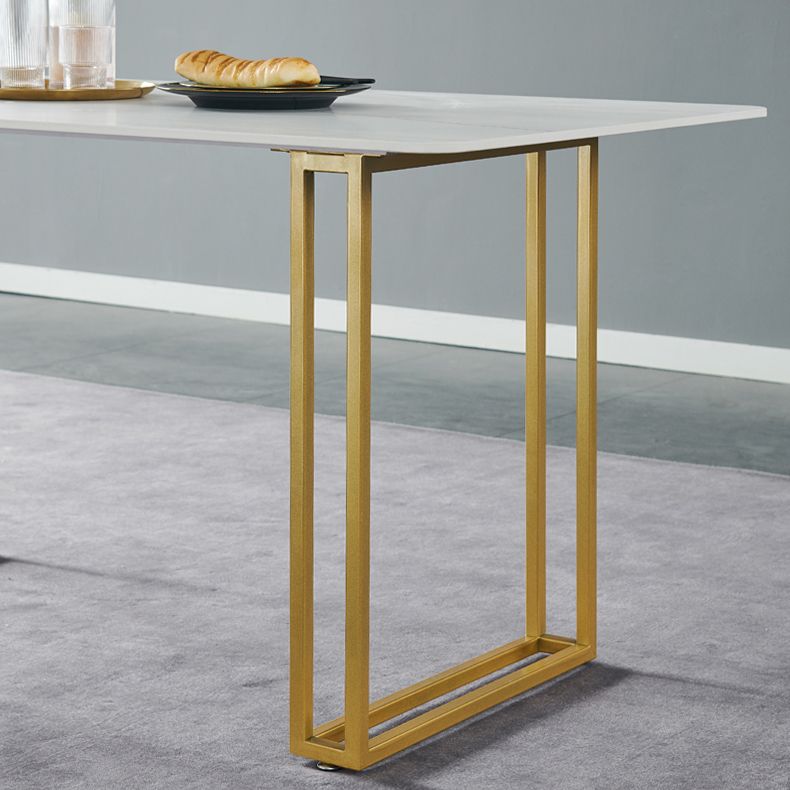 Glam Style Sintered Stone White Dining Room Set with Rectangle Table Formal Dining Table Furniture