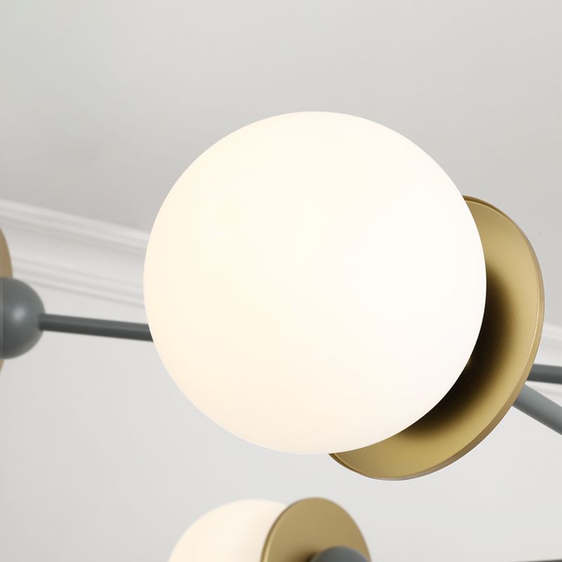 8-Light Contemporary Simplicity Glass Chandelier Round Metal Sheet Design Molecular Styling Lighting Pendant