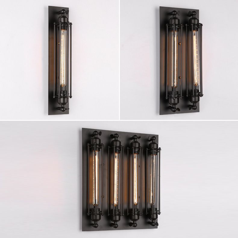 Industrial Black Metallic Lighting Flush Mount Wall Light for Living Room