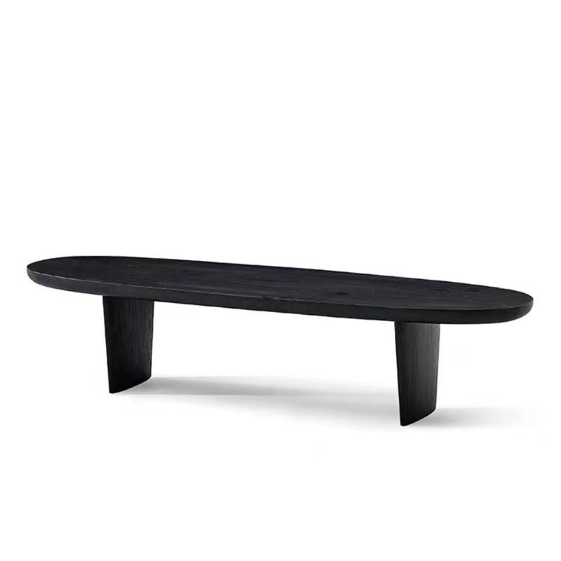 North European Oval Coffee Table Wood Cocktail Table in Black