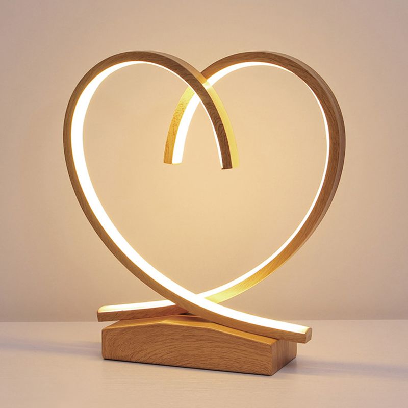 Coeur aimant en bois table de table de nuit simplicité en noir / blanc / bois d'éclairage de bureau LED pour la chambre à coucher