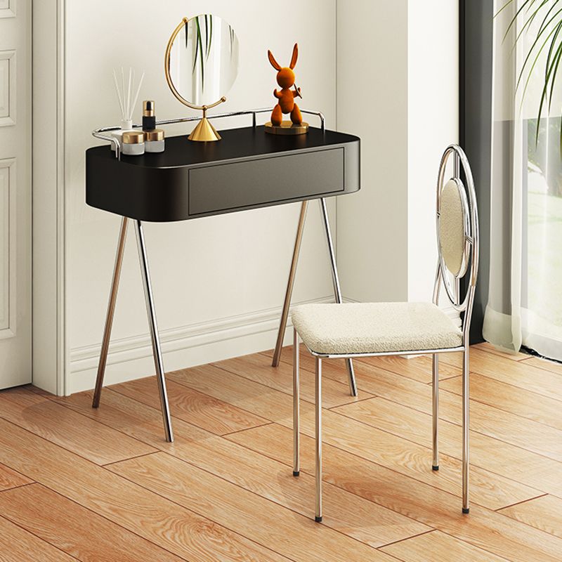 Wooden Contemporary Makeup Vanity Desk Table With Drawer in Black