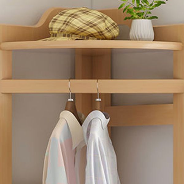 Wooden Coat Rack Two Storage Shelves and Hanging Rail Hall Stand Coat Rack