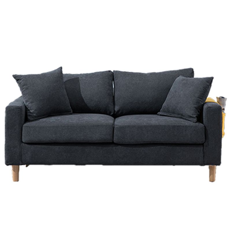 Scandinavian Sofa with 2 Pillows Square Arm Living Room Fabric Seating