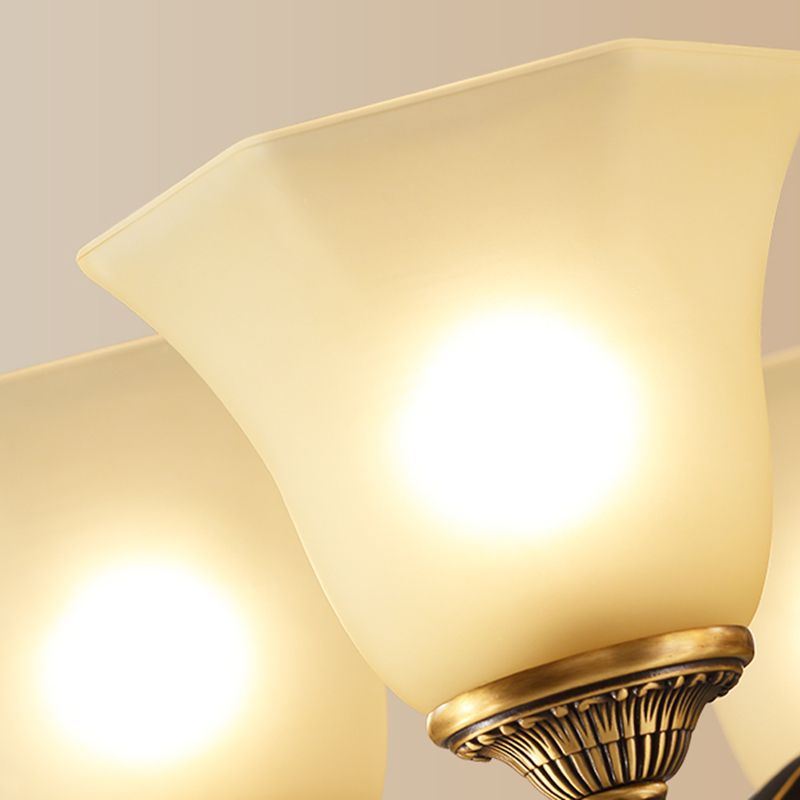 Bell Chandelier Light Fixture Traditional Amber Glass Pendant Lighting for Restaurant
