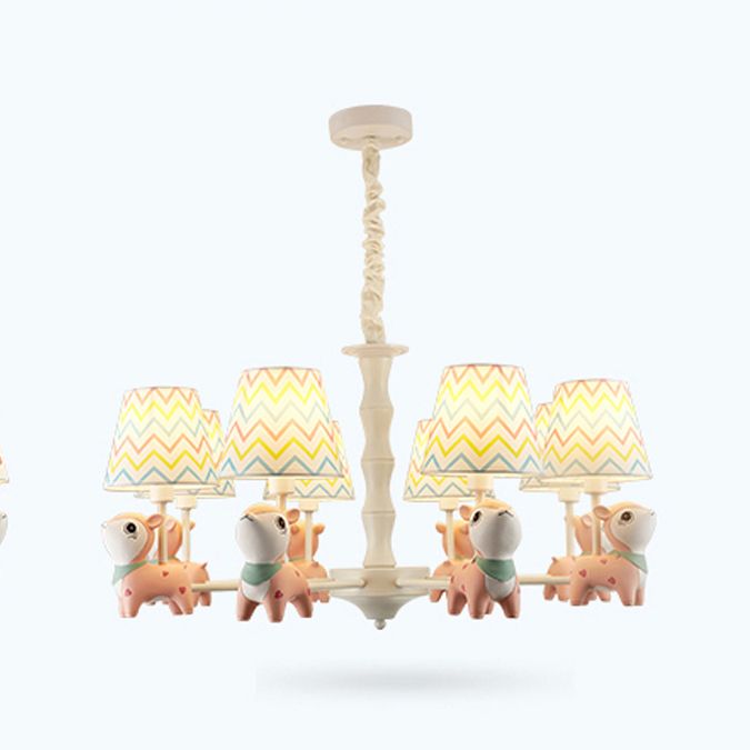 Nordic Style Macron Chandelier Pendant Multi-Head Fabric Chandelier Light for Living Room