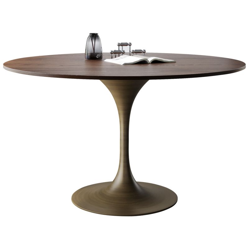 Contemporary Dining Table Round Dining Table in Walnut with Tulip Base