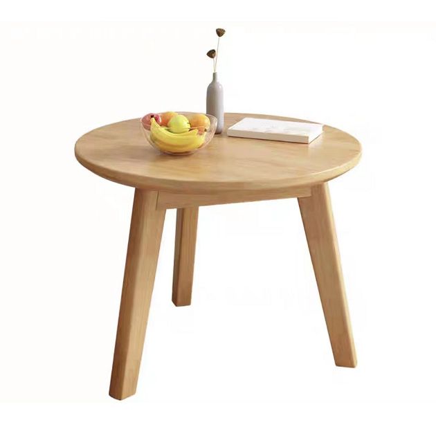 Round Solid Wood Coffee Table Nordic 3 Legs Cocktail Table Set