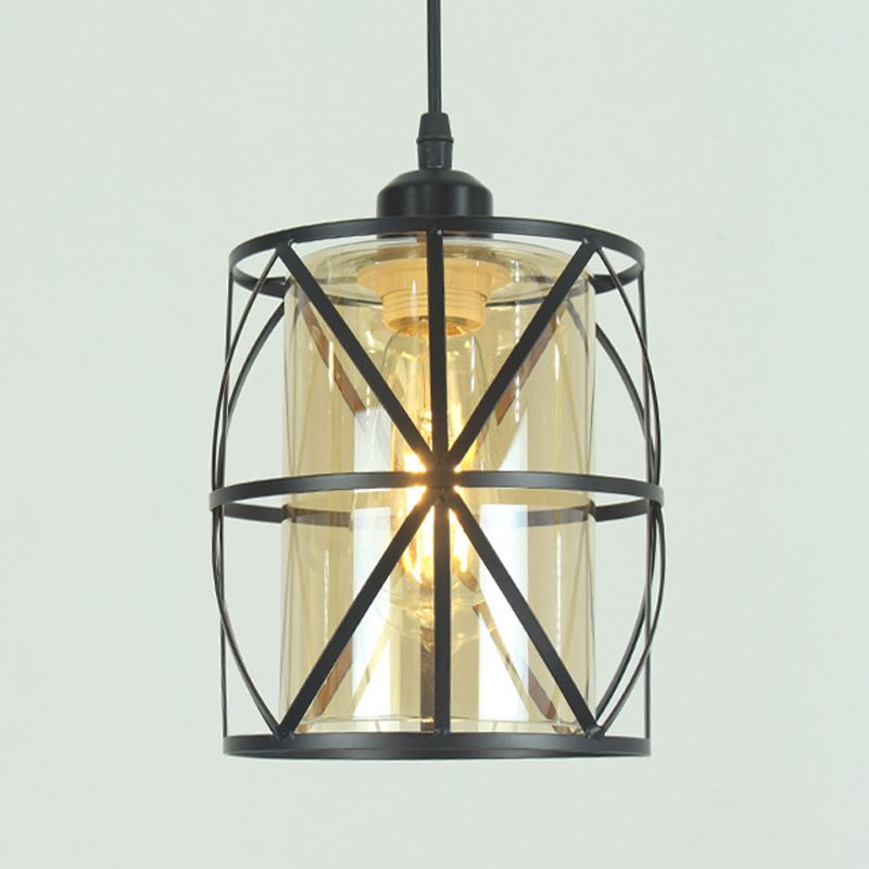 Iron Wire Cage Pendant Lighting Industrial 1-Light Hanging Lamp Fixture for Bar