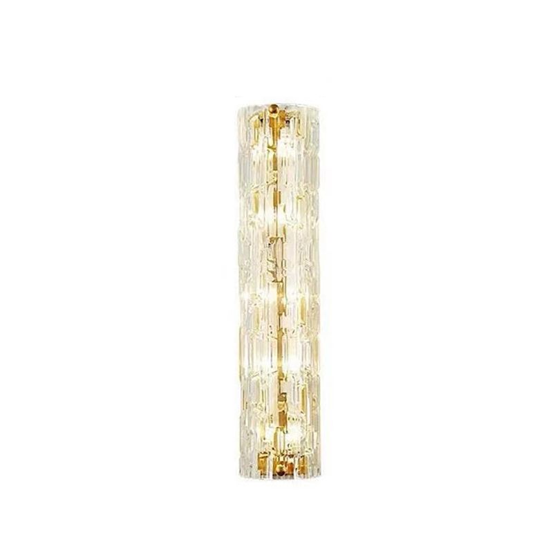 Brass Cylinder Wall Light Modern Gold Wall Sconce with Glass for Living Room