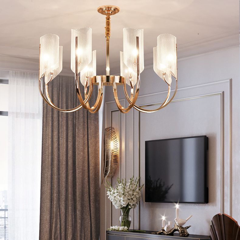 Postmodern Metal Acrylic Chandelier Lighting Fixtures Gold Hanging Chandelier
