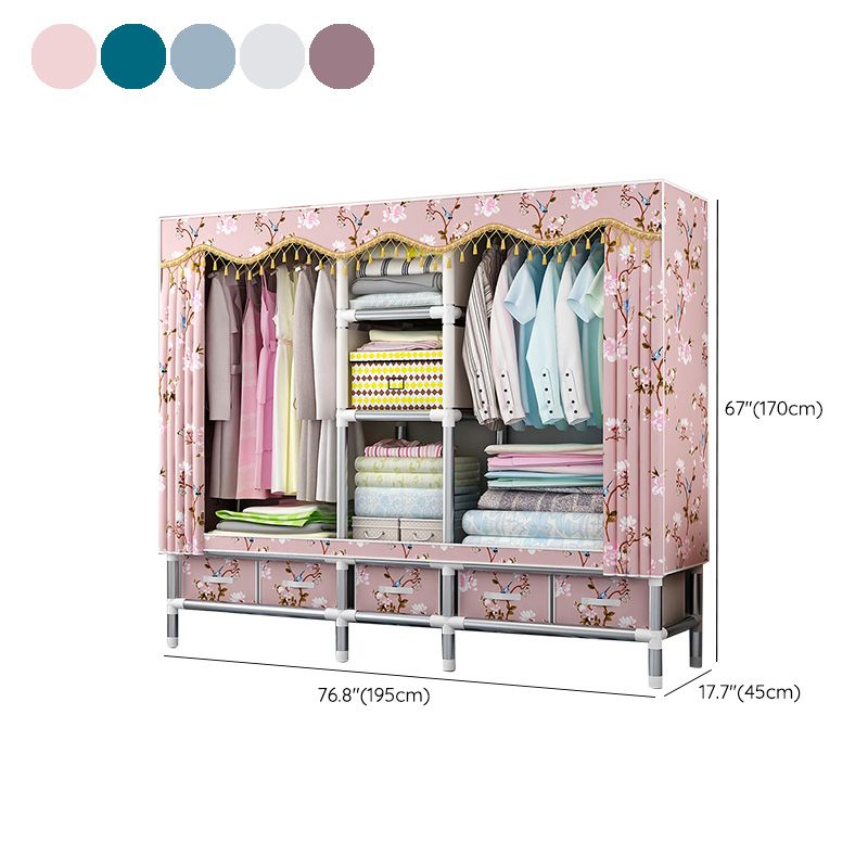 Rectangular Metal Wardrobe Industrial Style Simple Bedroom Wardrobe Closet