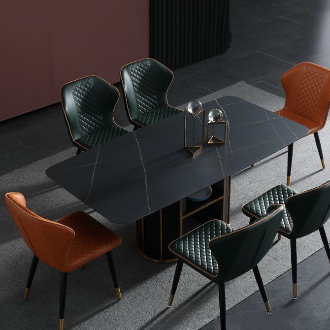 Silla lateral escandinava interior Silla de comedor tapizada de metal con respaldo