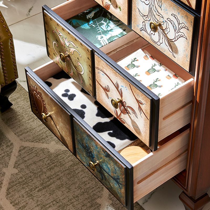 Vertical Traditional Wooden Storage Chest Bedroom Chest with Drawers