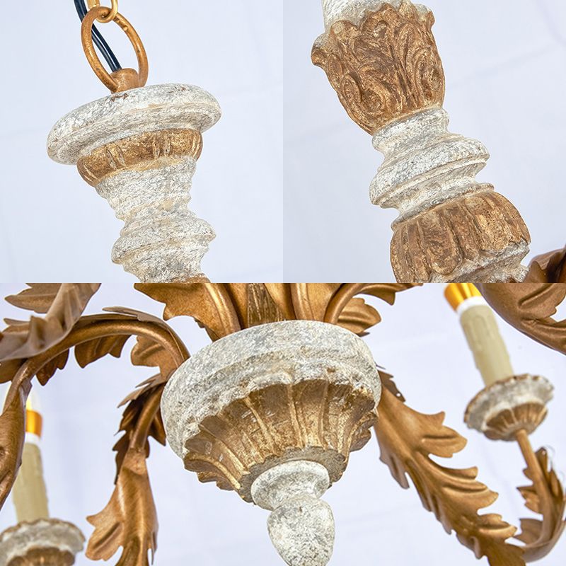 Gold Candle Chandelier Light Traditional Crystal 6 Lights Living Room Hanging Light Fixture