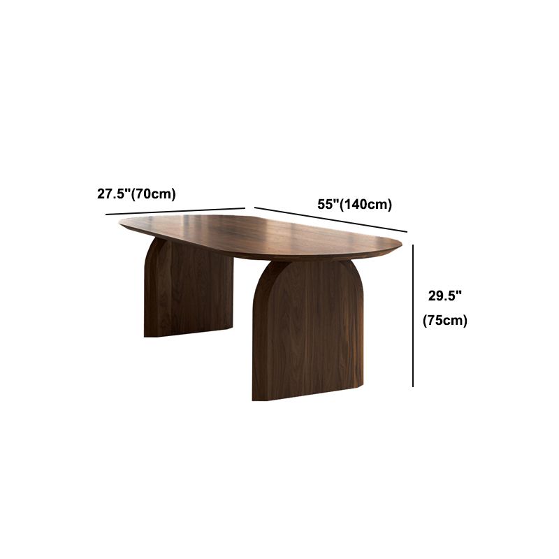 Pine Solid Wood Dining Table Modern Oval Dining Table with Double Pedestal