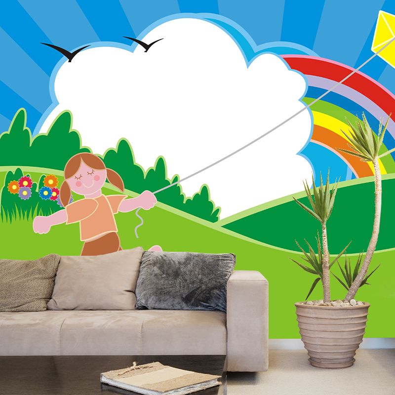 Children's Art Cartoon Mural Wallpaper Environment Friendly for Kid's Bedroom
