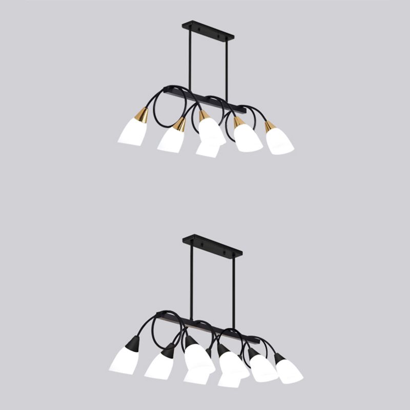 White Glass Tulip Suspension Light Modernist Island Ceiling Light for Dining Room