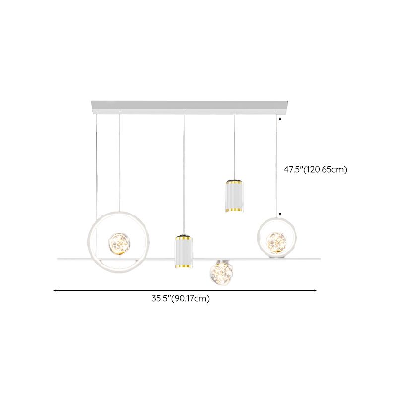 Modern Metal Ceiling Light Circle Shape Island Light with Acrylic Shade for Living Room