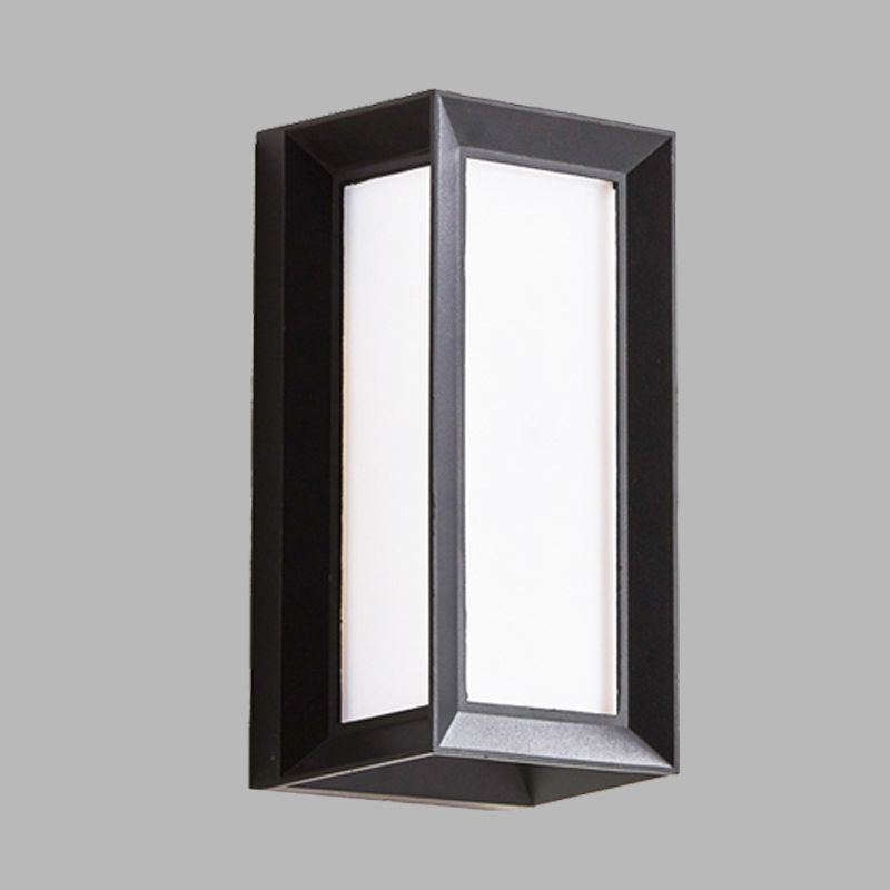 Lodges Cuboid Box Wall Sconce Milky Glass LED Wall Mounted Lamp in Black for Corner, Warm/White Light