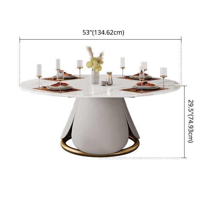 Modern Sintered Stone Dining Room Set Standard Height with Round Top and White Leg Dining Set