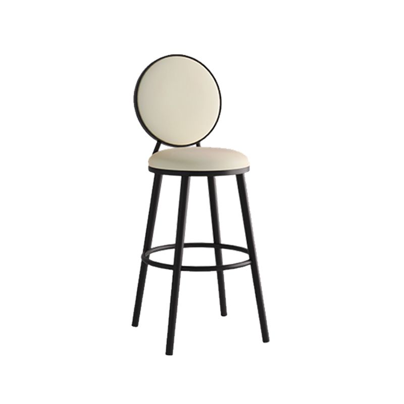 Modern Armless Backrest Counter Stool Iron Bar Stool with Pedal for Cafe