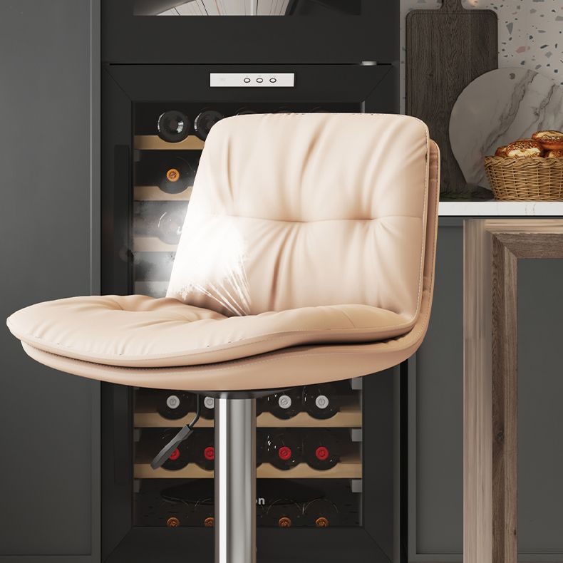 Scandinavian Adjustable Height Bar Stool Leather Upholstered Bar Stool