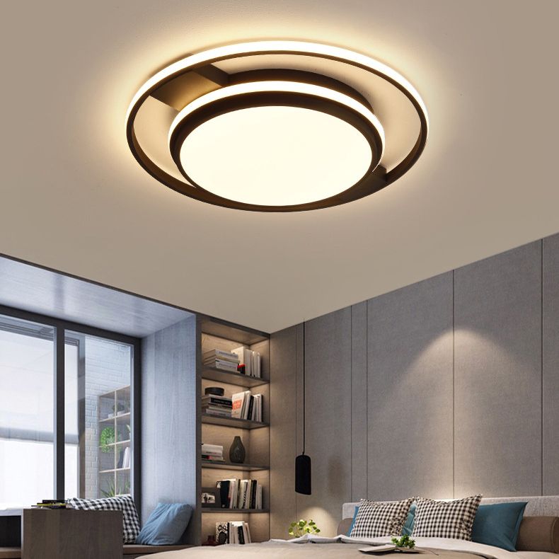 Black Modern Style Flush Ceiling Lights 1-Light Geometric Acrylic Flush Mount Fixture