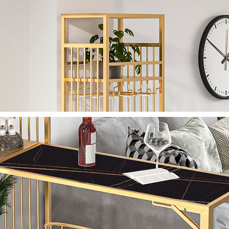 Glam Folding Bar Table Set 1/2 Pcs Bar Table and Bar Stools with Metal Frame