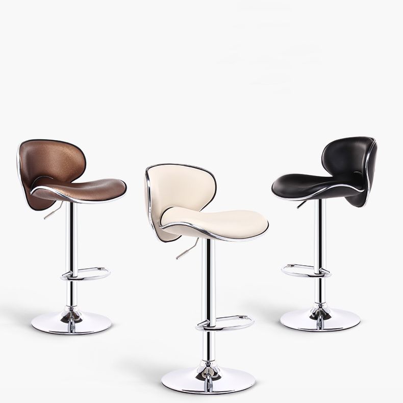 Contemporary Metal Stool Faux Leather Upholstered Counter Stool