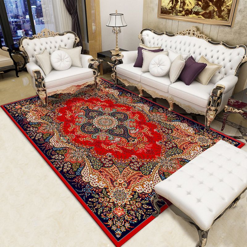 Moroccan Paisley Pattern Carpet Polyester Indoor Rug Pet Friendly Area Rug for Living Room