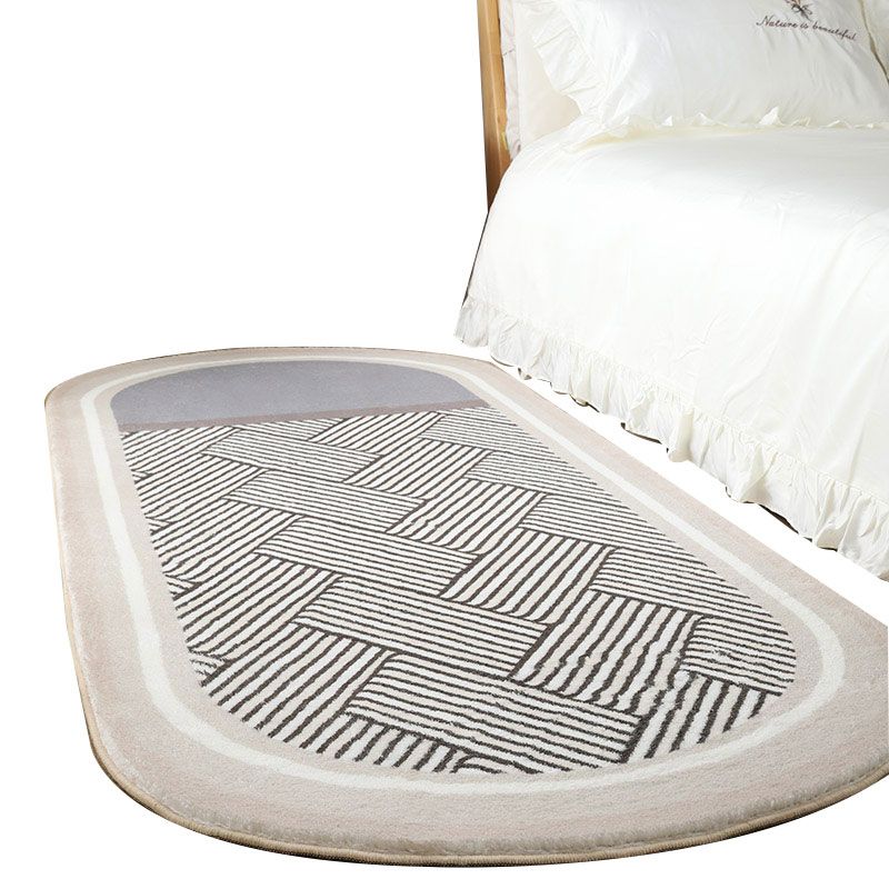 Black Modern Rug Blending Stripe Rug Non-Slip Backing Rug for Living Room