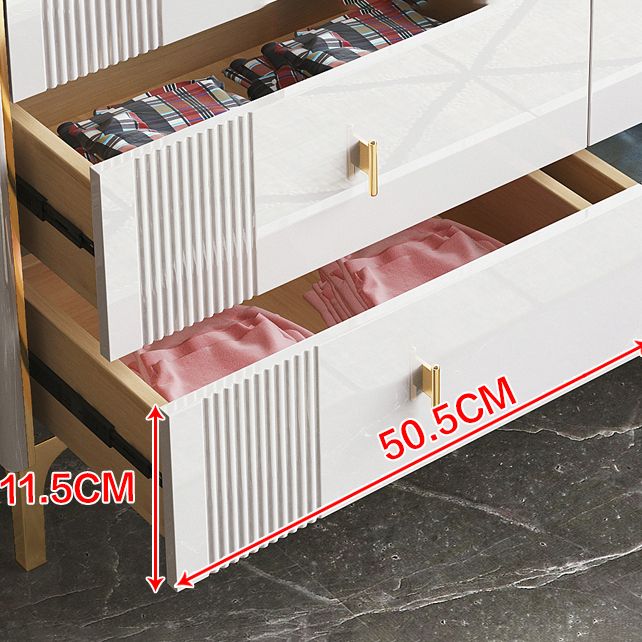 Glam Stone Bedroom Chest Horizontal Storage Chest with Drawers