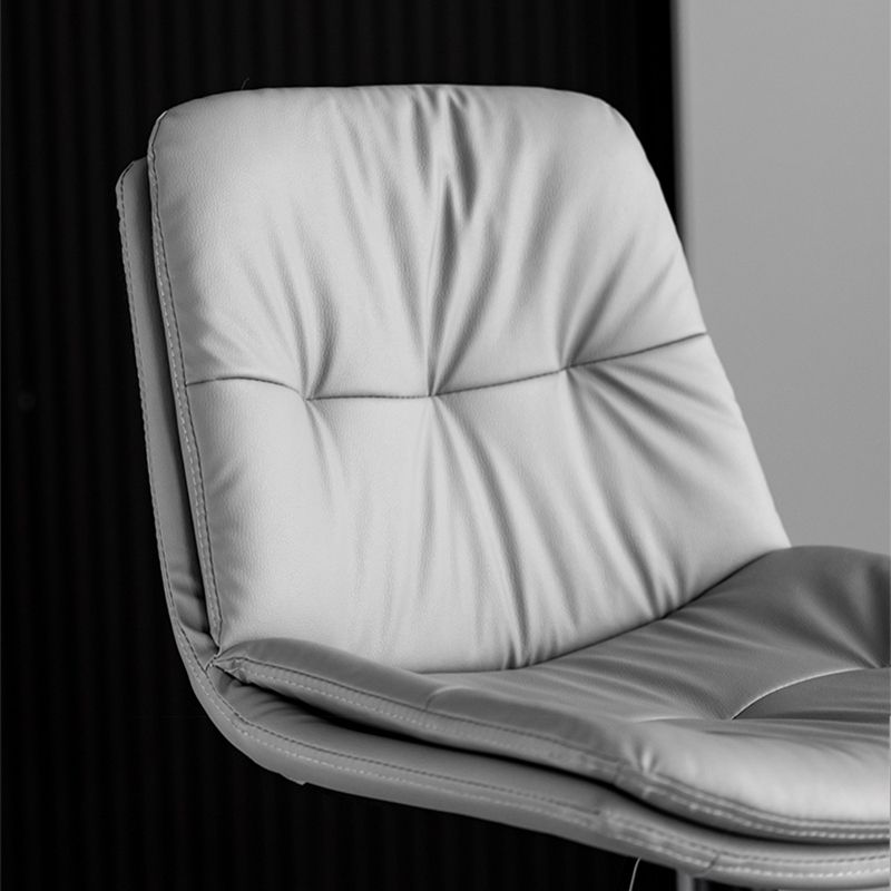 Modern Metal Stool Faux Leather Footrest Stool Adjustable Height in Matte Finish