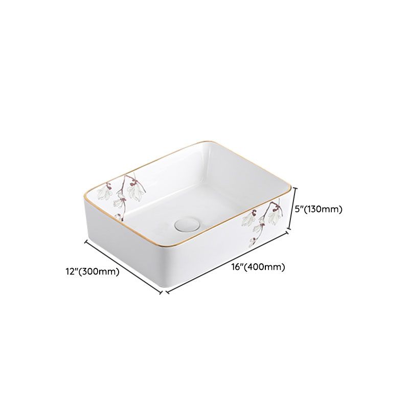 Traditional Vessel Sink Round Porcelain with Faucet Vessel Bathroom Sink