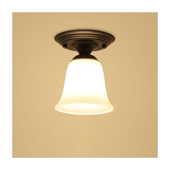 Black Close to Ceiling Light Simple-Style Glass Shade Semi Flush Mount Ceiling Light