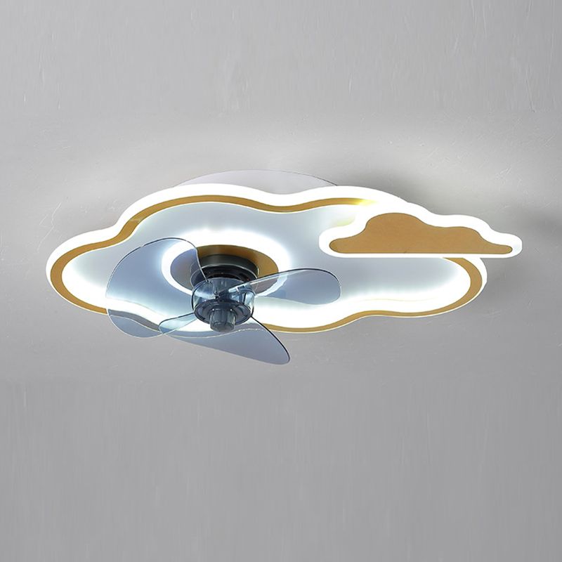 3-Blade Ceiling Fan Children Metallic Black/Golden Fan with Light for Foyer