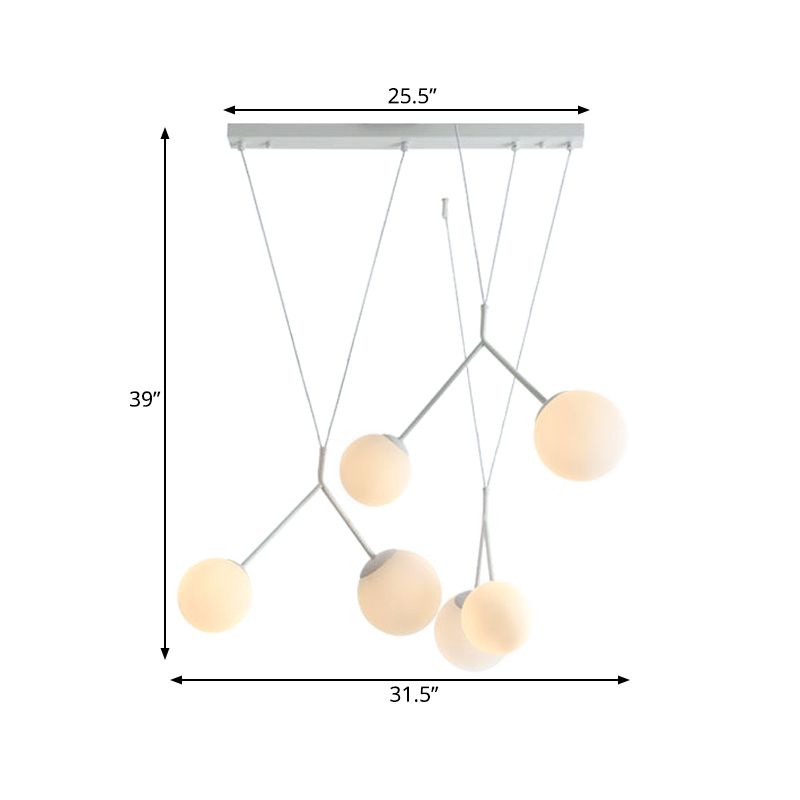 Moderno a 6 luci a 6 luci multi-pendente opape opache opache bianche intrecciate lampada appesa con sfumatura sul tavolo
