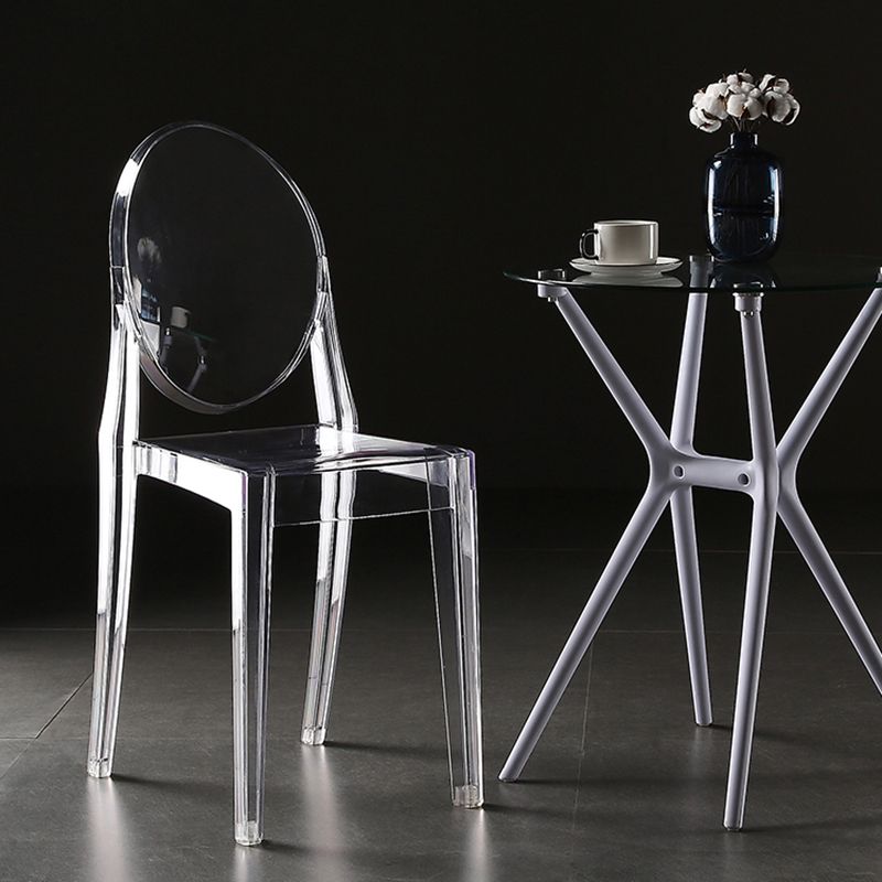 Silla de comedor de plástico sin brazos, sillas laterales de comedor con respaldo abierto para el hogar (juego de 4)