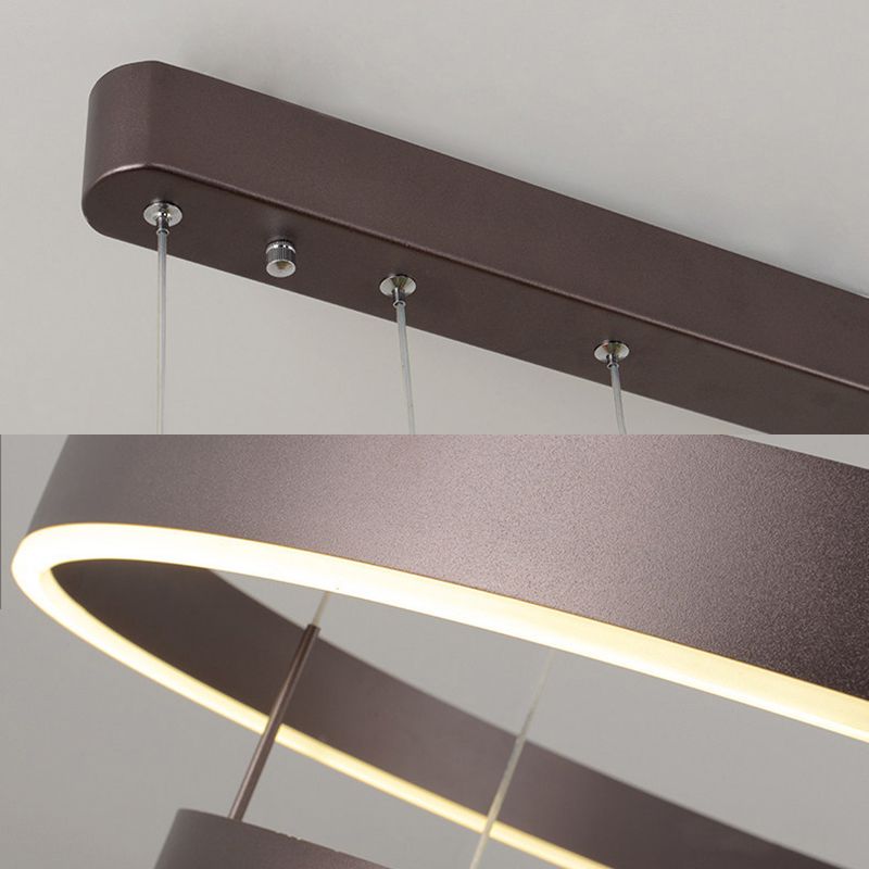 Modern 1/2/3-Light Suspension Pendant with Acrylic Shade Coffee Ring Chandelier Light in Warm/White Light
