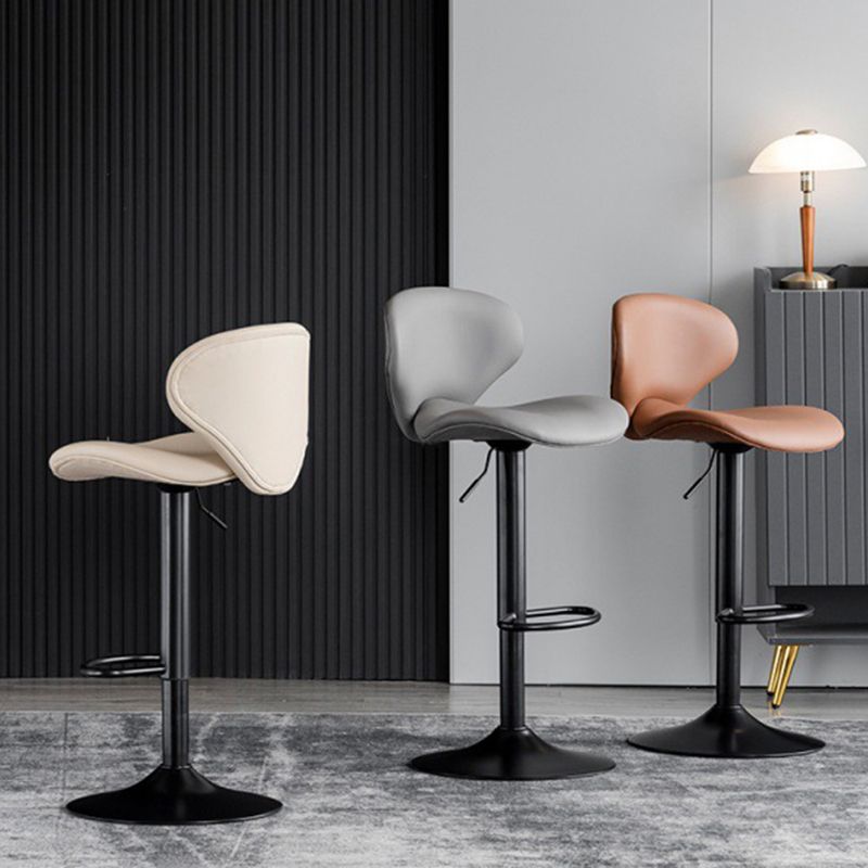 Scandinavian Matte Finish Adjustable Height Swivel Bar Stool Leather Home Stool