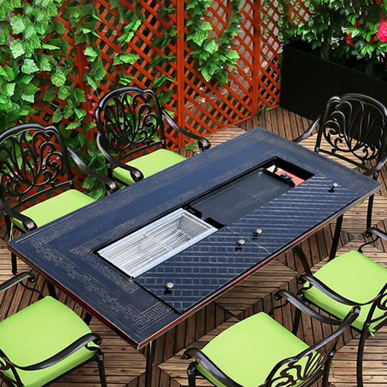 Industrial Outdoor Dining Table Aluminum Fire Resistant Patio Table