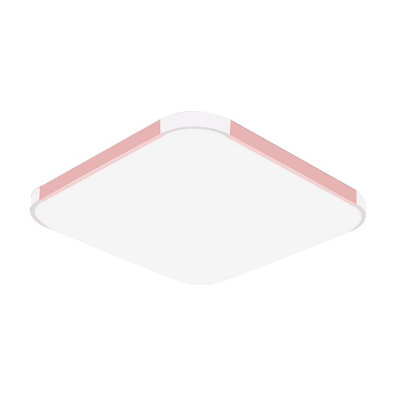 Geometric Flush Mount Lamp Macaron Acrylic Pink/Yellow/Blue LED Flush Mount Lamp, 12"/15"/17" Wide in White/Warm