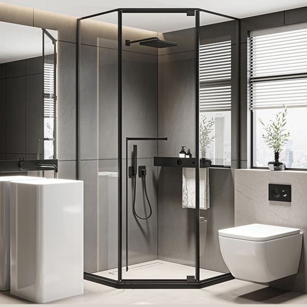 Neo-Angle Tempered Glass Shower Enclosure with Double Door Handles