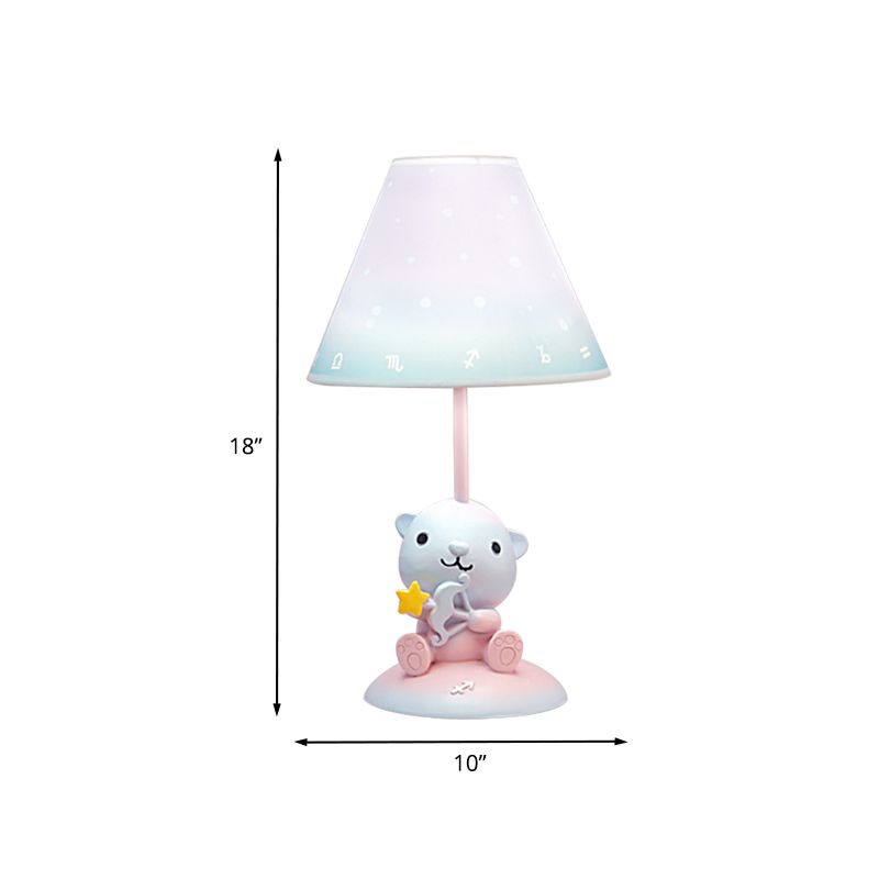 Pink Constellation Nachttisch Leuchtkarikatur 1 Glühharz -Nachttisch -Lampe mit Kegelstoffschatten