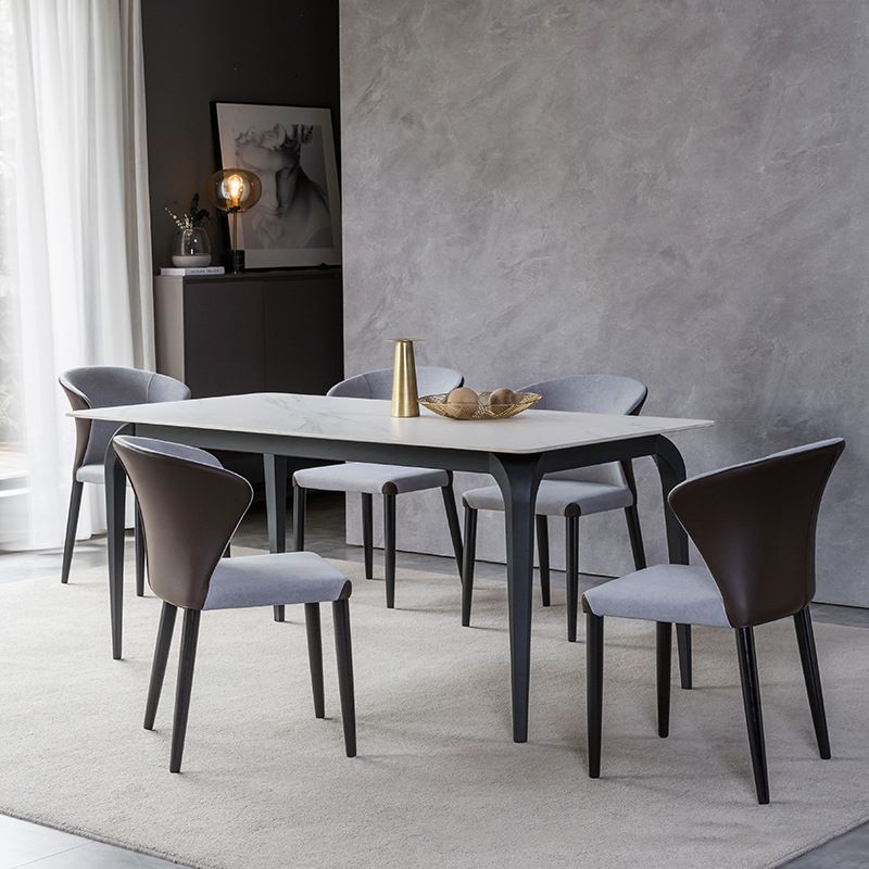 Upholstered Dining Chairs Wingback Chairs with Solid Wood Base