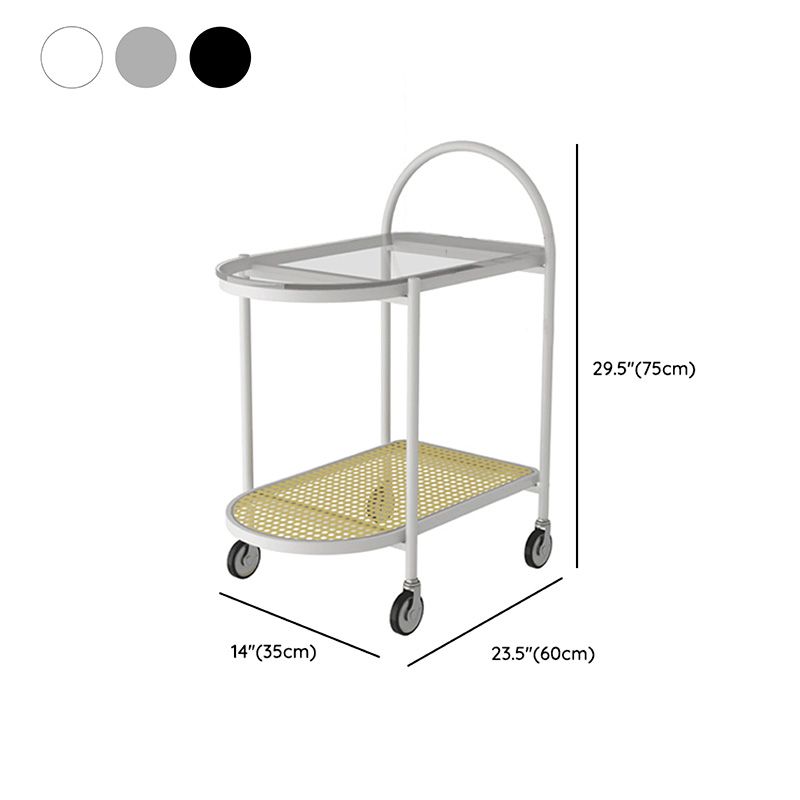 Modern Glass Corner Table Double Tier Side End Table with Storage