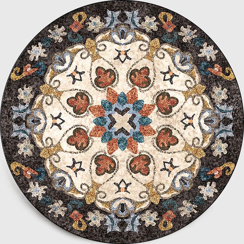 Classic Moroccan Indoor Rug Multicolor Flower Carpet Non-Slip Machine Washable Stain Resistant Rug for Living Room